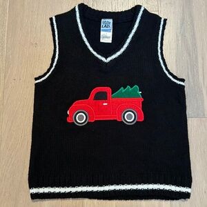 Little Lad Black Sweater Vest with Christmas Tree Motif Size 5 Preppy ~ Holiday!